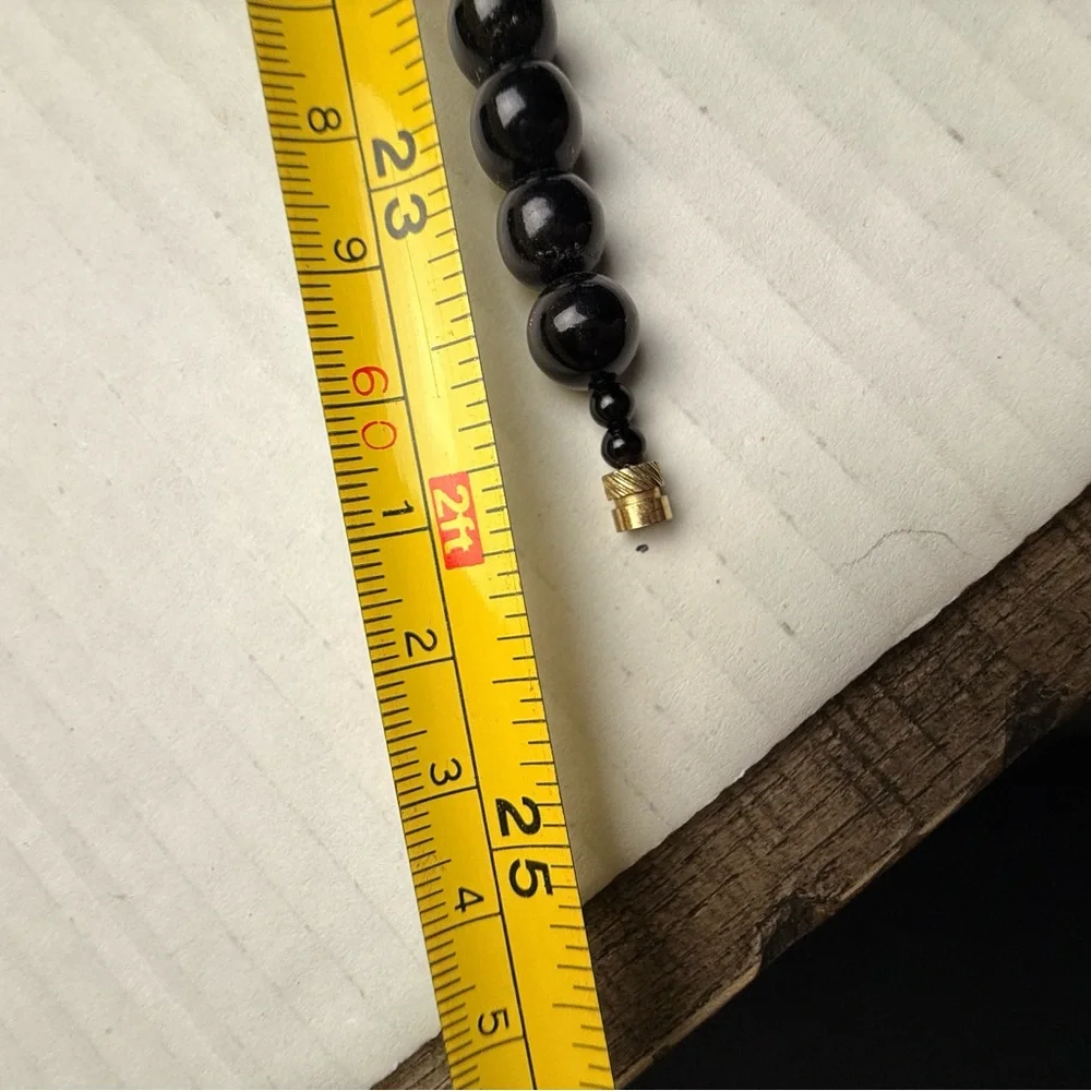 Handmade Abalone Shell Pendant‎ Necklace Black Beaded Beads 24” Beachy Boho